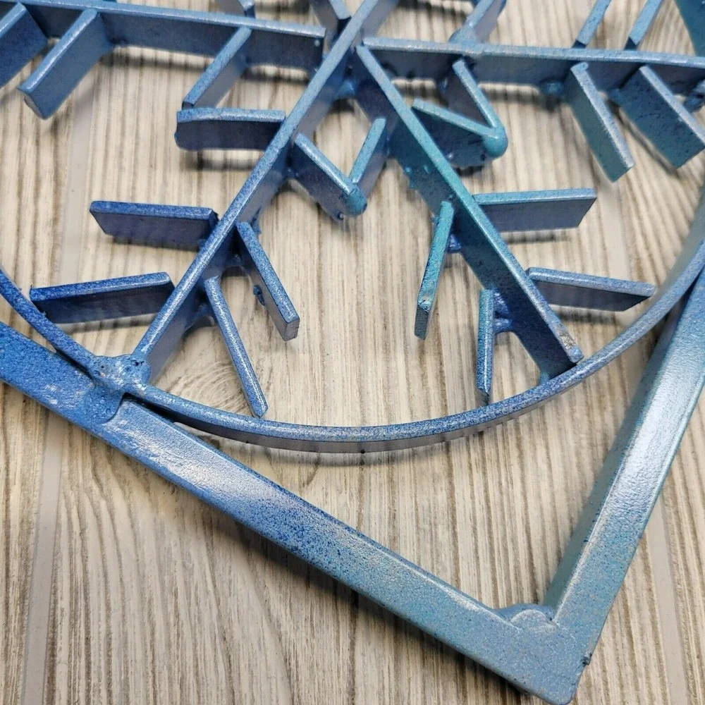 Handmade Snowflake Wall Decor Kitchen Trivet‎ Blue Metal Industrial Welded Art